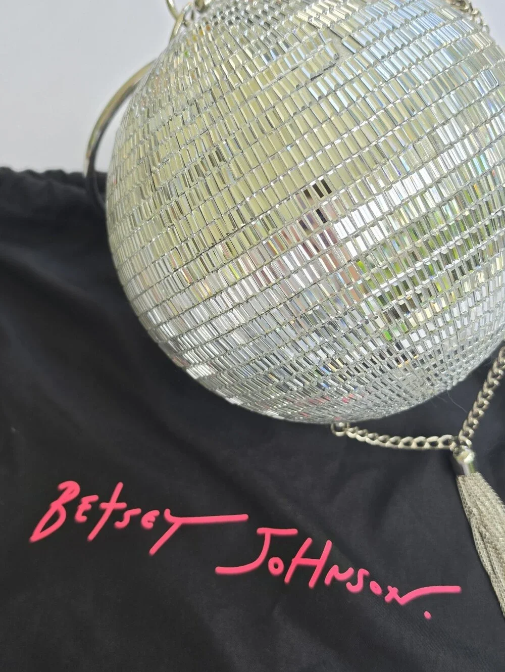 Betsey Johnson - Dancing Queen - Silver Disco Ball Evening Bag with Chain